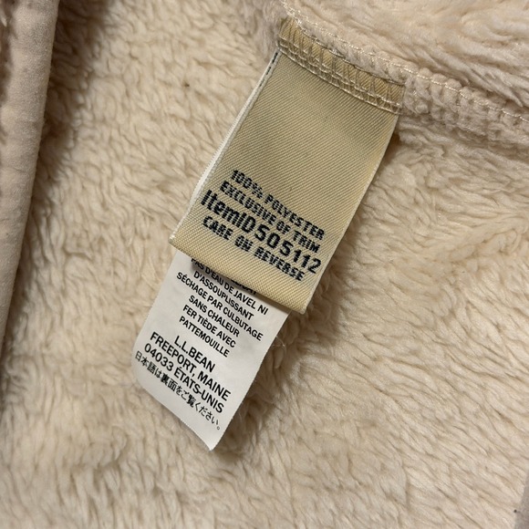 LL Bean Sweatshirt Women XL Ivory Sherpa Pile Fleece Teddy Snap T Pullover - Picture 7 of 8